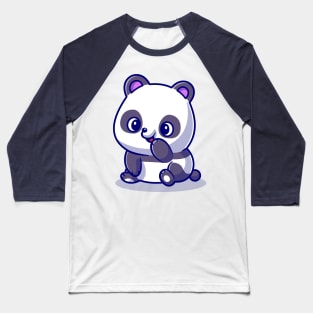 Cute Panda Is Sitting Cartoon Baseball T-Shirt